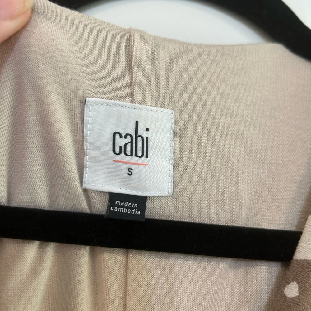 Cabi Swoon Dress Tan Cream Faux Wrap Fit & Flare Tiered Skirt Style #6147 Size S - Picture 3 of 9